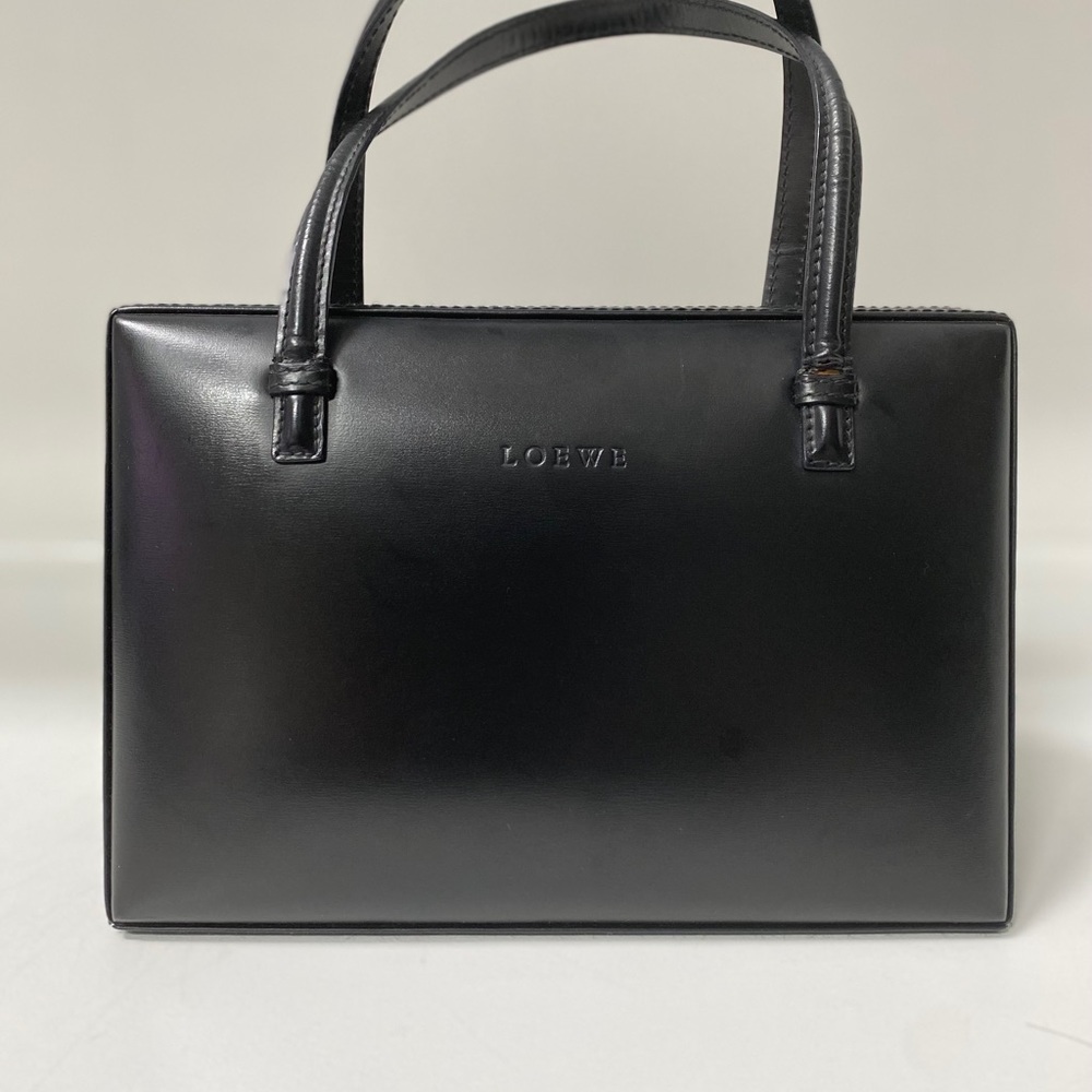 LOEWE Hand Bag Leather Black Logos square top handle